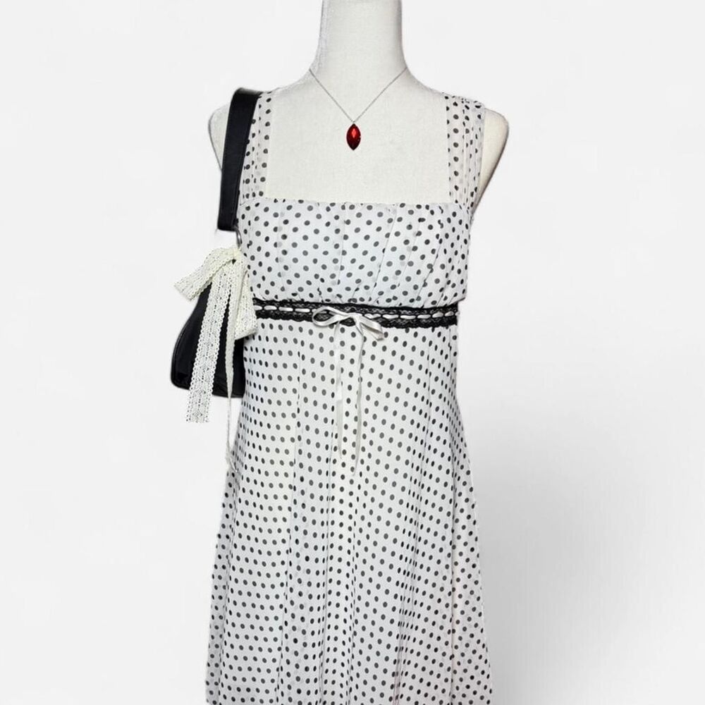 Vintage My Michelle White & Black Polka Dot Midi Coquette Y2K Dress